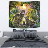 Powwow Store gb nat00398 wolf happiness family in the spring forest tapestry