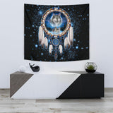 Wolf Galaxy Dreamcatcher Native American Design 3D Tapestry - Powwow Store