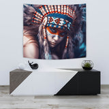 Powwow Store gb nat00038 3d native girl native american tapestry