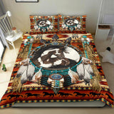 Powwow Store white brown horse dreamcatcher native american bedding sets