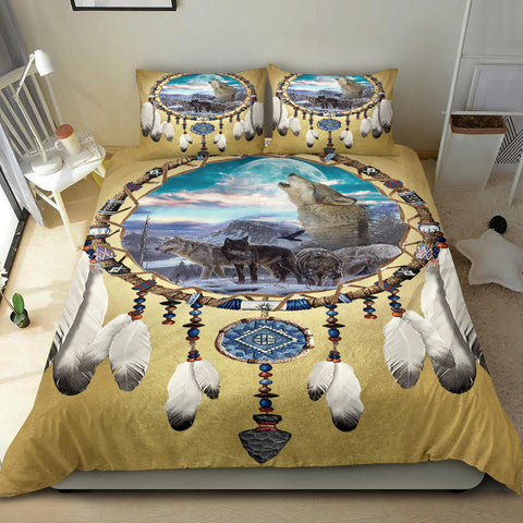 Powwow Store wolves dreamcatcher native american bedding sets