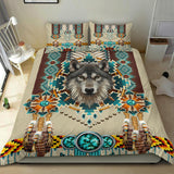 GB-NAT00069B Blue Mandala Wolf Bedding Set