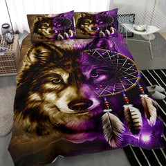 Powwow Store purple wolf dreamcatcher native american bedding sets