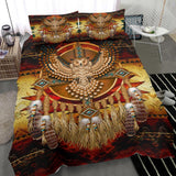 Powwow Store golden owl dreamcatcher native american bedding set 1