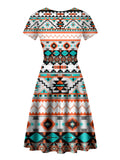GB-NAT00152 Native Border Design Patterns Neck Dress