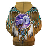 Wolf Dreamcatcher Native American  Hoodie no link - Powwow Store