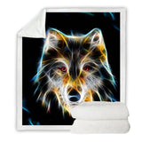 3D Face Wolf Native American Blanket - ProudThunderbird