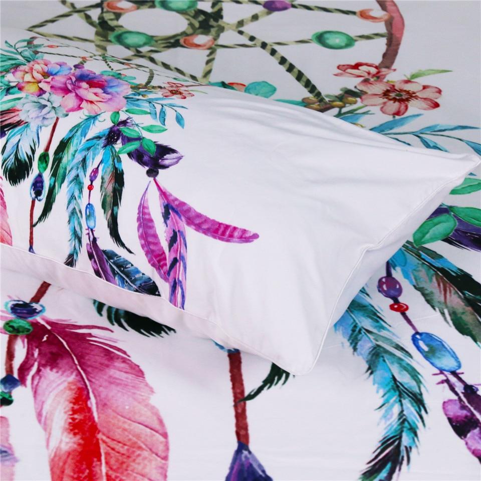 Feathers Floral Dreamcatcher Native American Bedding Set - Powwow Store