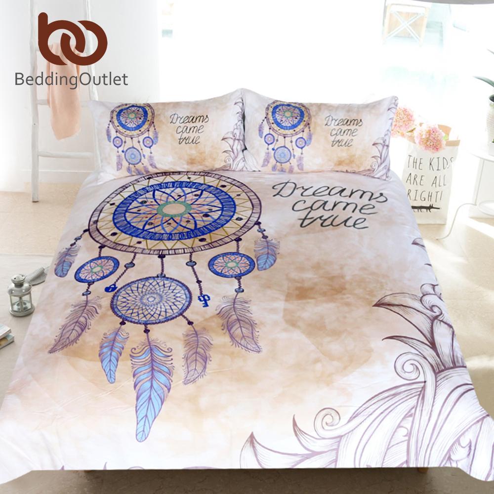 Queen Feathers Dreamcatcher Native American Bedding Set