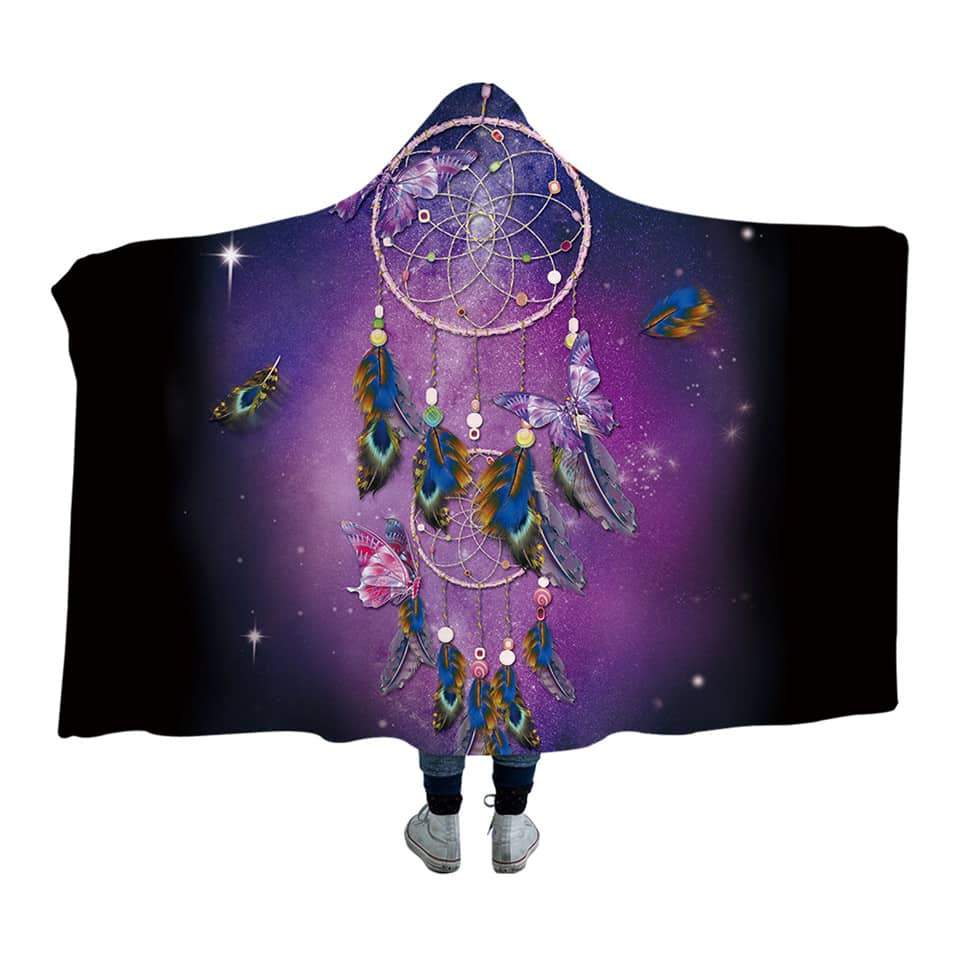 Dreamcatcher Butterfly Native American Design Hooded Blanket - ProudThunderbird