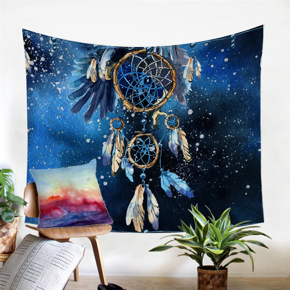 Powwow Store dreamcatcher blue galaxy decorative tapestry