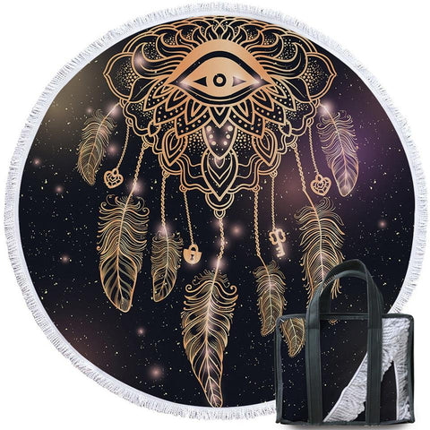 Dreamcatcher Tassel Galaxy Native American Beach Towel - ProudThunderbird