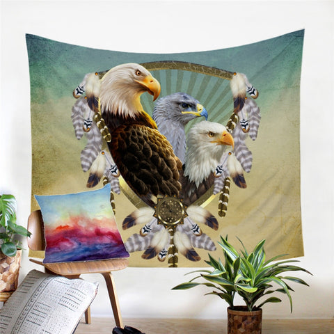 Eagle Dream Catcher Tapestry 3D Print Tapestry