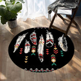 Tribal Black Feather Round Carpet