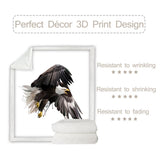 Powwow Store beddingoutlet flying eagle sherpa blanket watercolor soft plush throw blanket for bed black white bird bedding bird thin quilt blankets