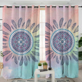 Mandala Pink and Blue Native American Design Window Living Room Curtain