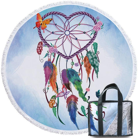 Tassel Heart Dreamcatcher Native American Beach Towel - Powwow Store