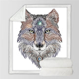 Tattoo Head Wolf Native American Blanket