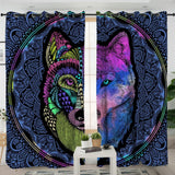 Tribal Wolf Native American Design Window Living Room Curtain no link