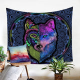 Tribal Wolf Dream Catcher Tapestry