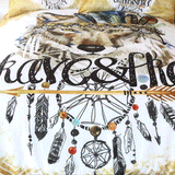 Brown Tribal Wolf Dreamcatcher Native American Bedding Set