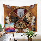 Wolf Aniaml Dreamcatcher Native American 3D Tapestry