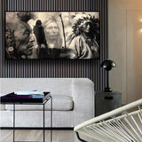 Black and White Native American Canvas F6020