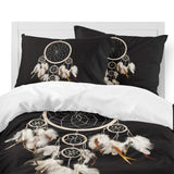 Bohemia Bedding Set Dreamcatcher Print Duvet Cover Set Feather Print Bed Cover Pillowcase Black Bedclothes Home Decor D35