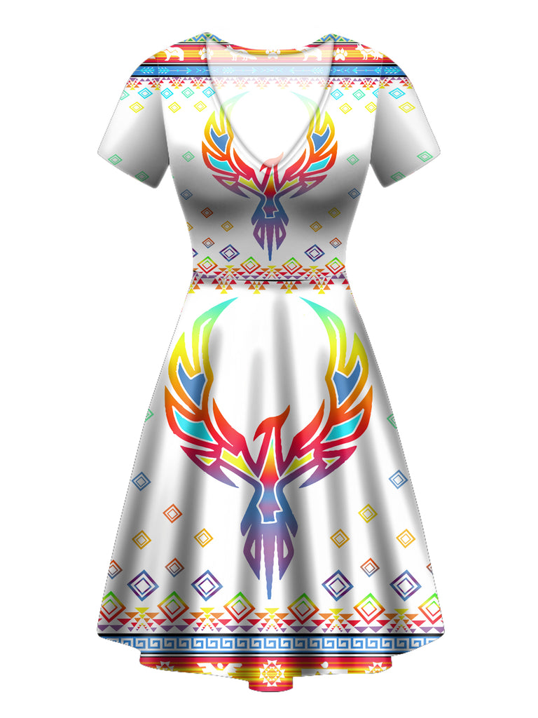 GB-NAT00067 Phoenix Rising Neck Dress