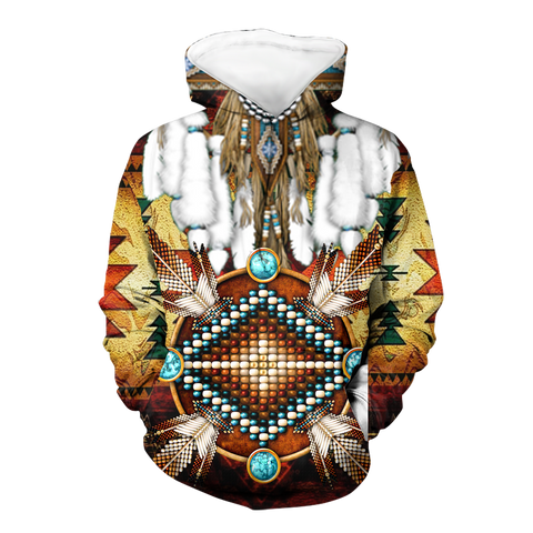 Powwow StoreHD00038 Pattern Mandala Native 3D Hoodie