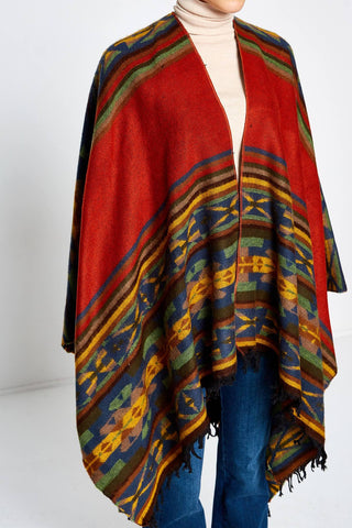 Cotton Women's Red Native American Poncho - Powwow Store