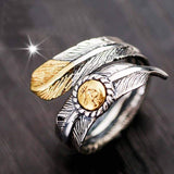 Indian Feather Open Band Native American Ring - ProudThunderbird