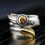 Indian Feather Open Band Native American Ring - ProudThunderbird