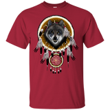 Grey Face Wolf Dream Catcher Native American Design T-shirt - ProudThunderbird