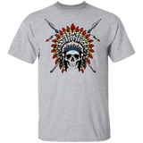 Powwow Store warrior chief skull 2d t shirt