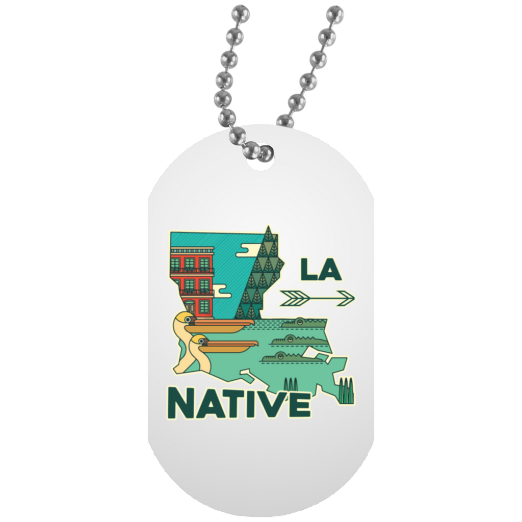 Louisiana Native White Dog Tag - Powwow Store