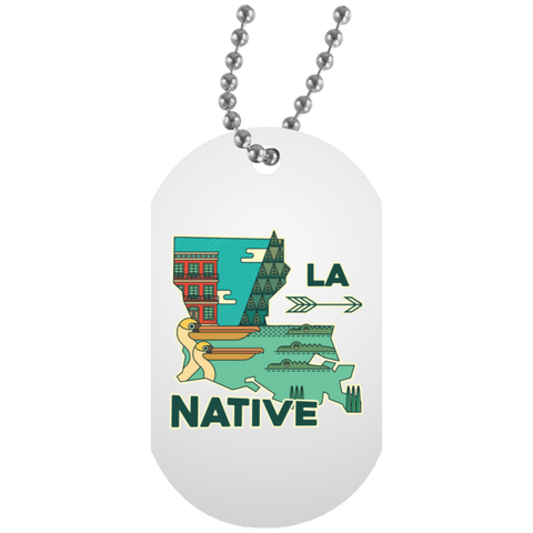 Louisiana Native White Dog Tag - Powwow Store