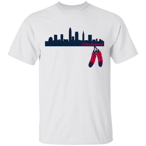 Cleveland Skyline and Native American Feather T-Shirt - Powwow Store