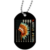 Native Flag Feather Native American Dog Tag
