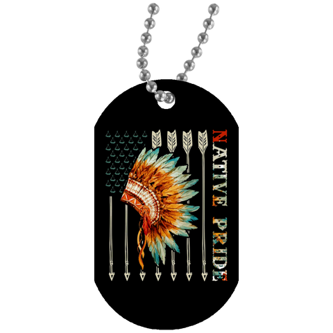 Native Flag Feather Native American Dog Tag - Powwow Store