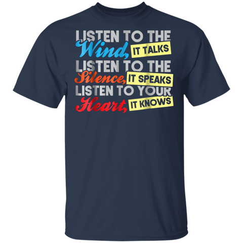 Listen To The Wind Silence Heart Native American G500 Gildan 5.3 oz. T-Shirt - Powwow Store