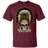 Chief Skull Brown Owl Feather Native American Design T-shirt - ProudThunderbird