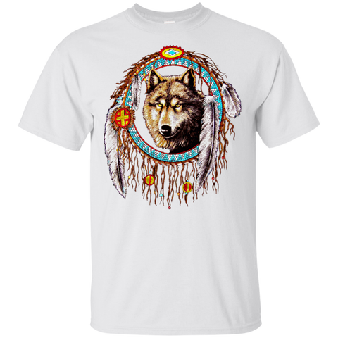 Wolf With Tassel Circle Native American T-shirt - Powwow Store