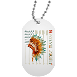 Native Flag Feather Native American Dog Tag