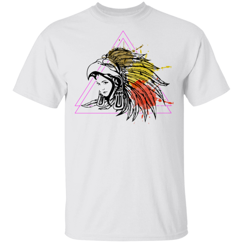 Aztec Native American Woman Headdress T-shirt T-Shirt - Powwow Store