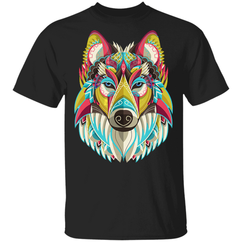 Powwow Store native american colorful wolf g500 gildan 5 3 oz t shirt