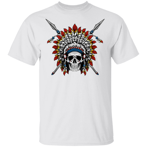 Powwow Store warrior chief skull 2d t shirt