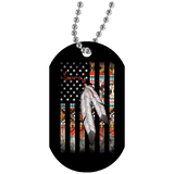 Native Flag Feather Native American Dog Tag