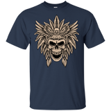 Wood Color Chief Skull Native American T-shirt