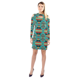 Powwow Store gb nat00046 01 blue native tribes pattern halter off shoulder long sleeve dress